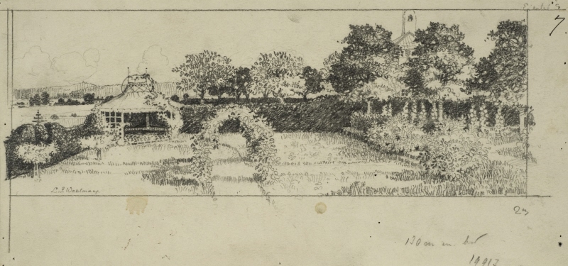 Trädgårdsbild. Illustration till Ord & Bild 1902, sidan 20