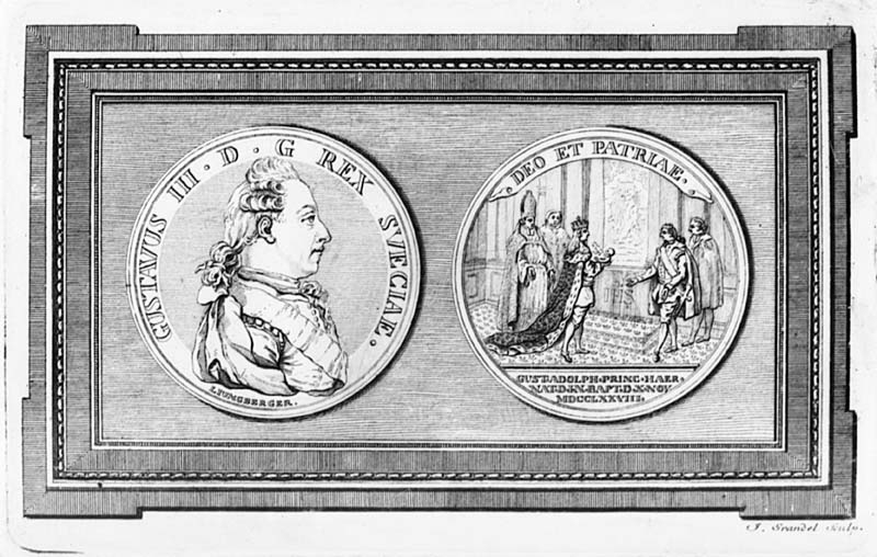 Medalj slagen över kronprinsen Gustaf (IV) Adolfs dop