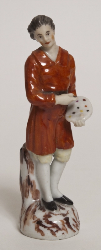 Figurin, ung man med palett och pensel