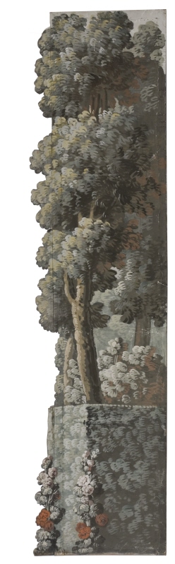 Del av kuliss till "Trägård", 9 delar: Kuliss för vänstra delen av scenen, träd