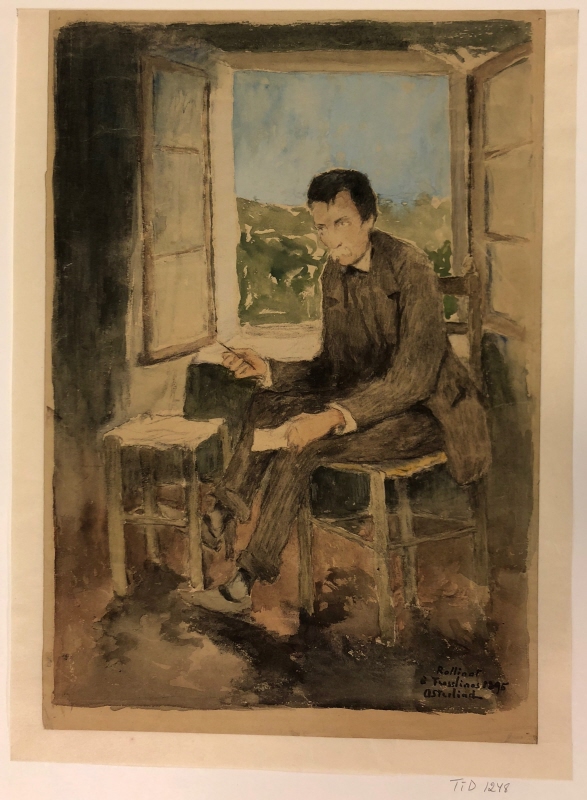 Maurice? Rollinat (1846-1903), fransk poet?, sittande vid fönstret i sitt hem i Fresselines
