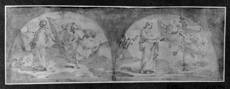Study for two lunettes with stories of St. Peter: The calling of St. Peter, St. Peter walking on water