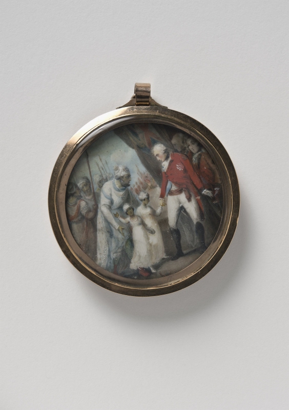 Lord Charles Cornwallis (1738-1805) receiving Tipu Sahib's Sons Abdul Khaliq Sultan (1782-1806) and Mu’izz-ud-din Sultan (1783-1818) as hostages at Seringapatam 26 February 1792