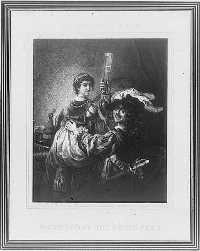 Rembrandt med sin hustru Saskia. Ingår i "Auswahl der beliebtesten Bilder..."