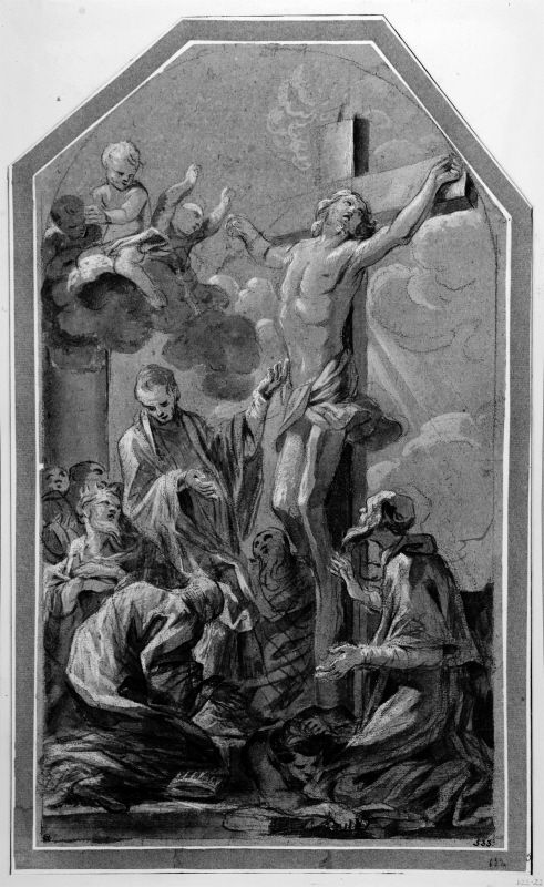 Kristus på korset omgiven av Sankt Franciskus Saverio och Sankt Franciskus de Sales