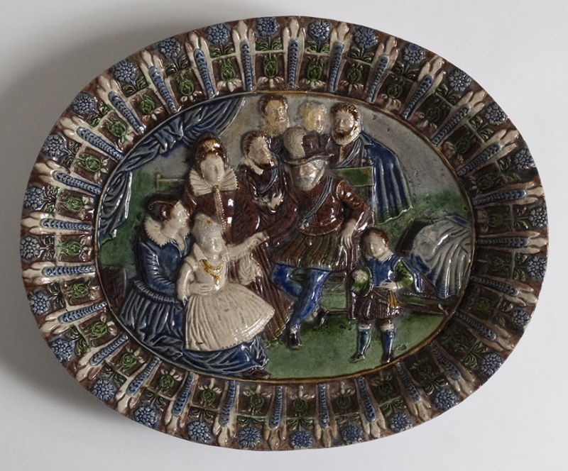 Fat med dekor av Henrik II med familj