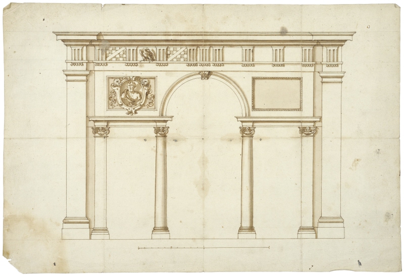 Loggia med serliana för Palazzo Mattei, Rom. Elevation