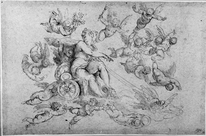 Venus i sin vagn, omgiven av Änglar