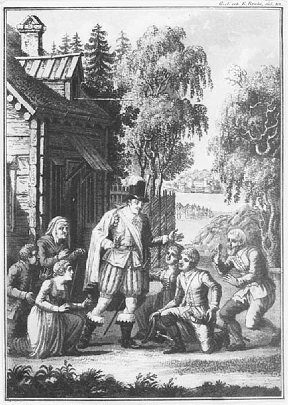 Gustav Adolf och Ebba Brahe. Scen ur Gustav III:s heroiska drama. Akt II, scen 9