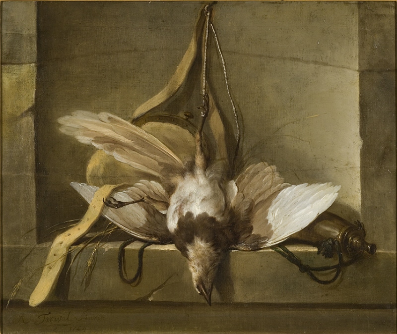 Still Life with a Dead Bird and Hunting Gear