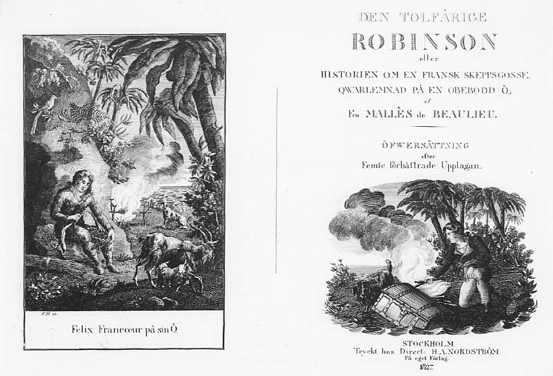Titelblad till "Den tolfårige Robinson", Stockholm 1827
