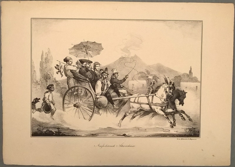 Napolitansk vagn med två hästar