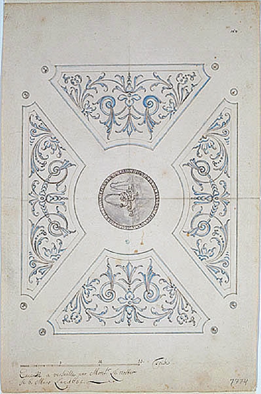 Drawing of the Parterre de l'Amour annotated "Executed at Versailles by Monsieur Le Noster this March 6, 1682", 1682.