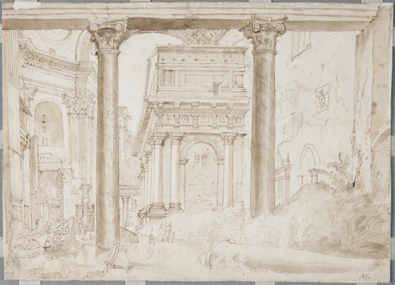 Interiör i gamla Peterskyrkan, Rom, i ruiner