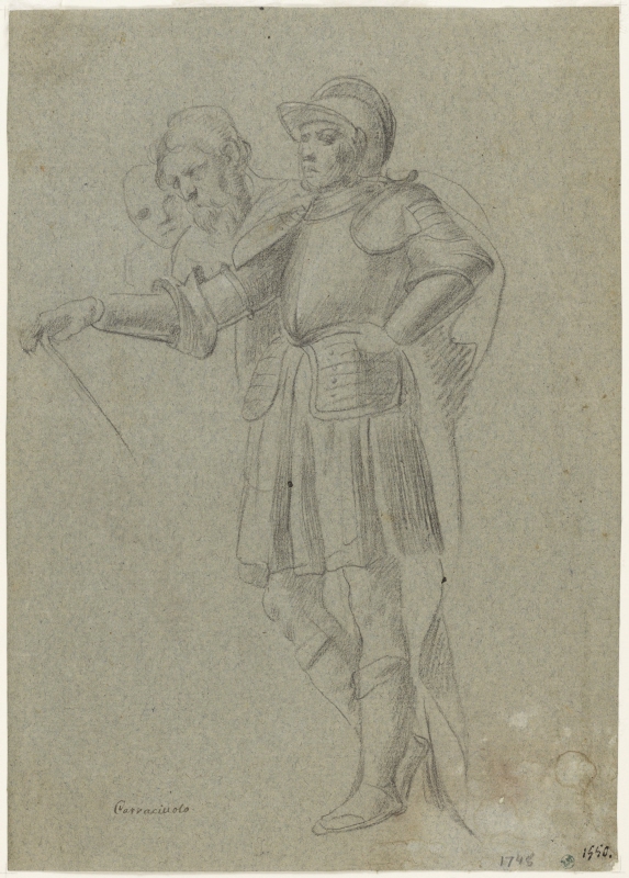 Officer with heads of two other figures