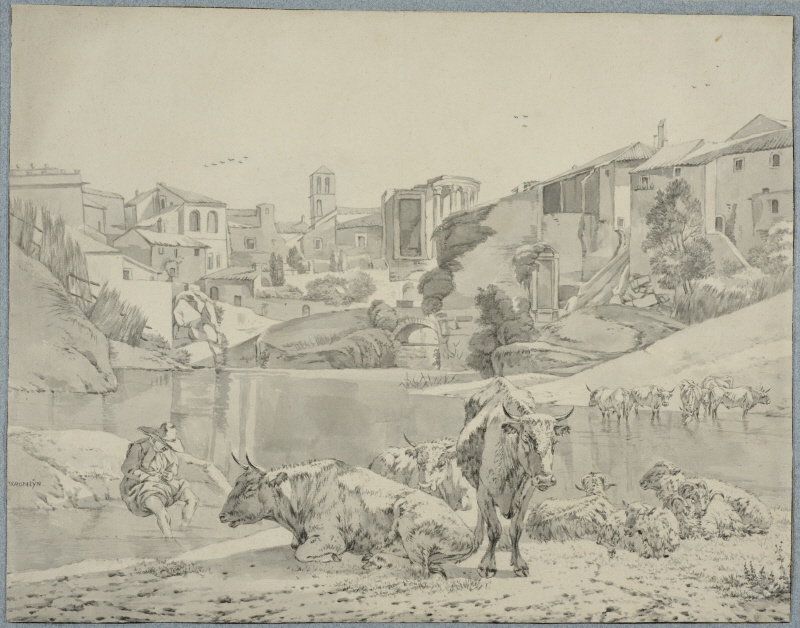 Cattle and Sheep by the Aniene in Tivoli