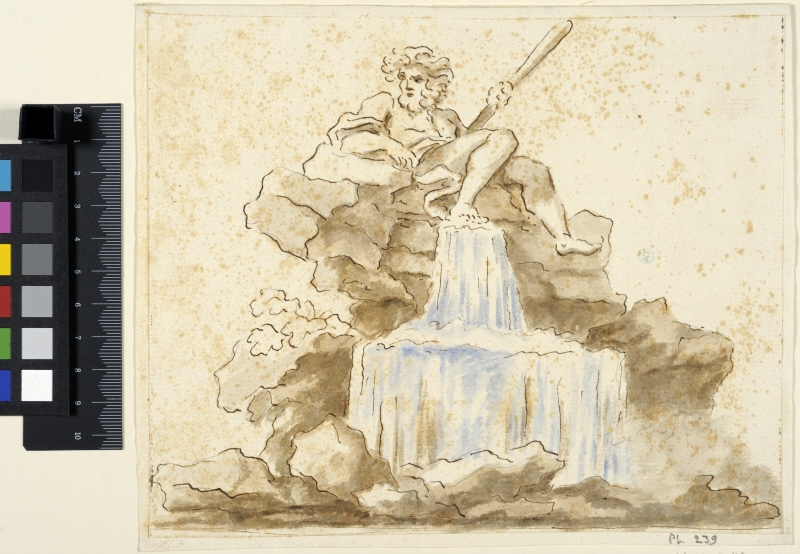 Studie av en fontän, möjligen efter Bernini