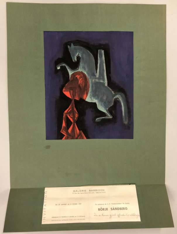 Affisch till konstnärens utställning på Galerie Barbizon (25 jan.-8 feb. 1957)