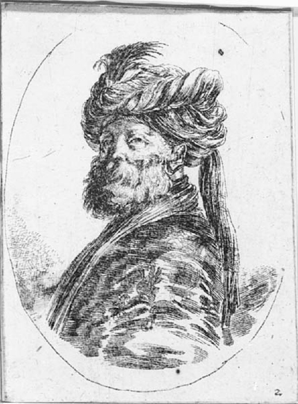 Porträtt av en äldre turk med stort skägg. Blad 2 ur Plusieurs testes coiffées à la persienne (?*)