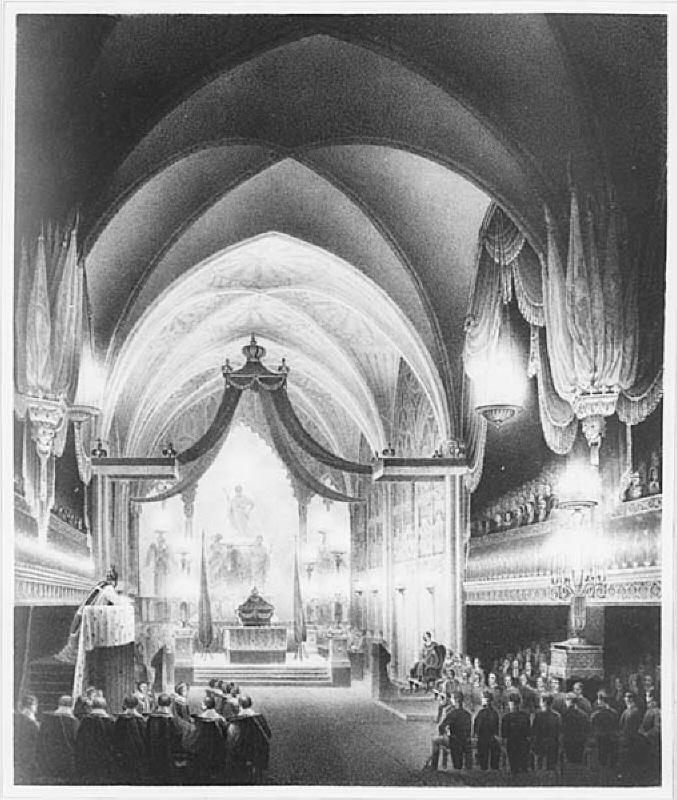 Kongliga Riddareholms kyrkan vid Carl XIV Johans begravning 26 april 1844