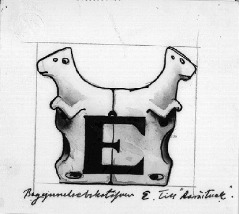 Begynnelsebokstaven E till Aaraituak. Illustration till Ord och Bild 1917, sidan 590