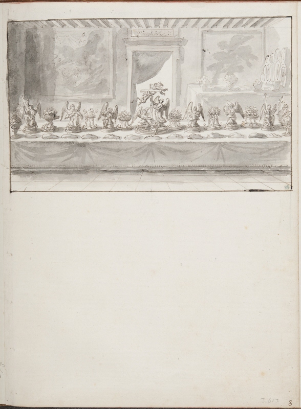 Bankettbord med trionfi, arrangerat för påven skärtorsdagen 1667