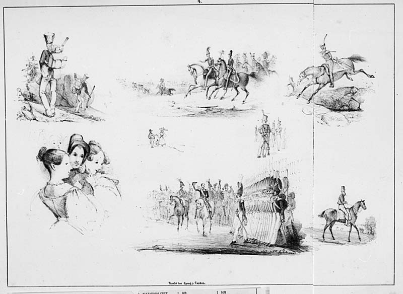 Plansch nr 4 ur "Croquier samlade under lägret 1836 af en amateur"