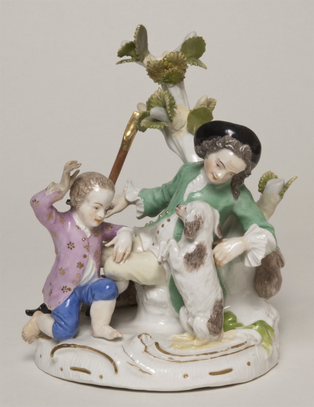 Figurin, herde med hund och pojke
