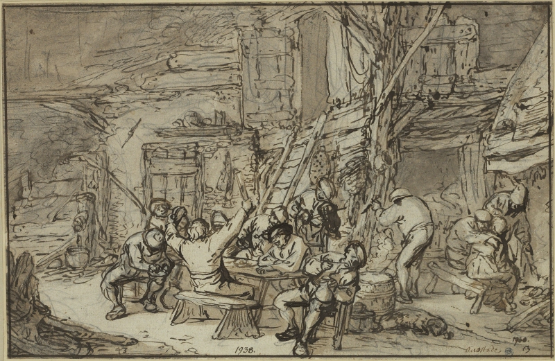 Carousing Peasants in a Tavern with a Fiddler