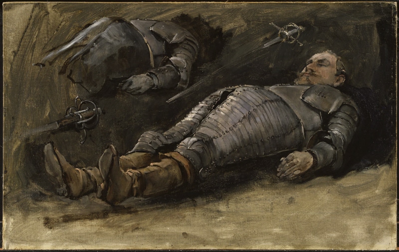 Study for the king in The Corpse of Gustav II Adolf of Sweden being carried on board in the Wolgast Harbour.