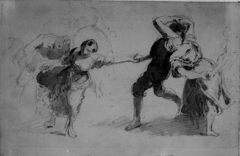 "Bondedansen". Skiss efter förlaga av Rubens i Prado