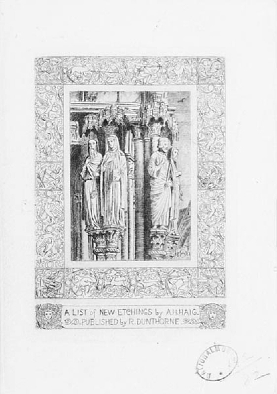 Omslagsvinjett till "A list of new etchings of the Cathedral Church of Chartres"