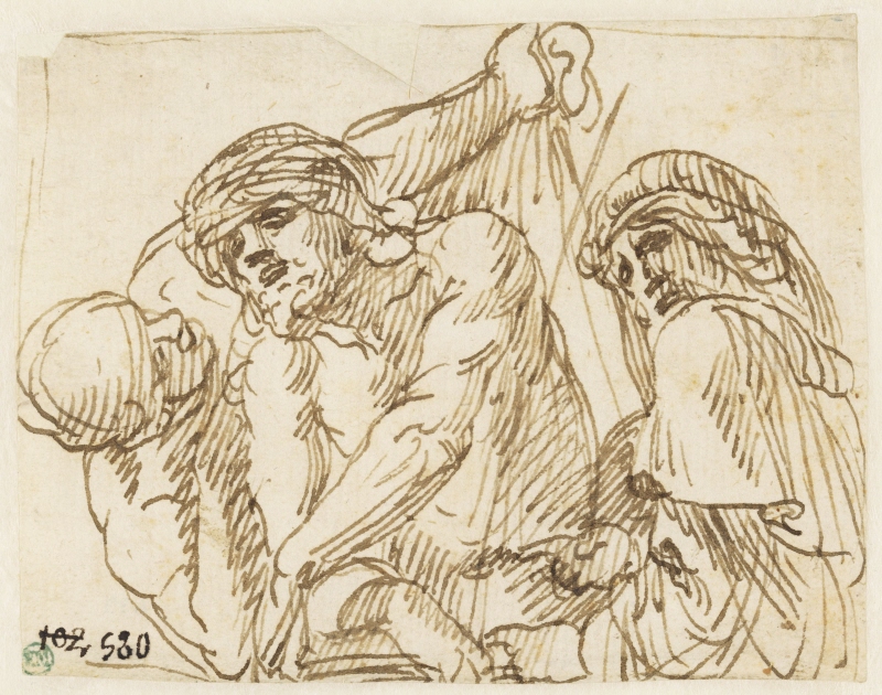 Christ mocked by two soldiers