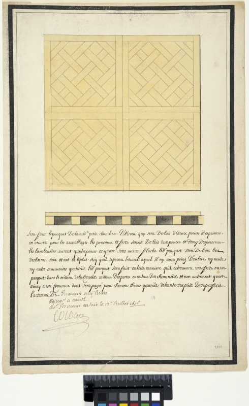 Parquetry for the Château de Clagny. Plan and section