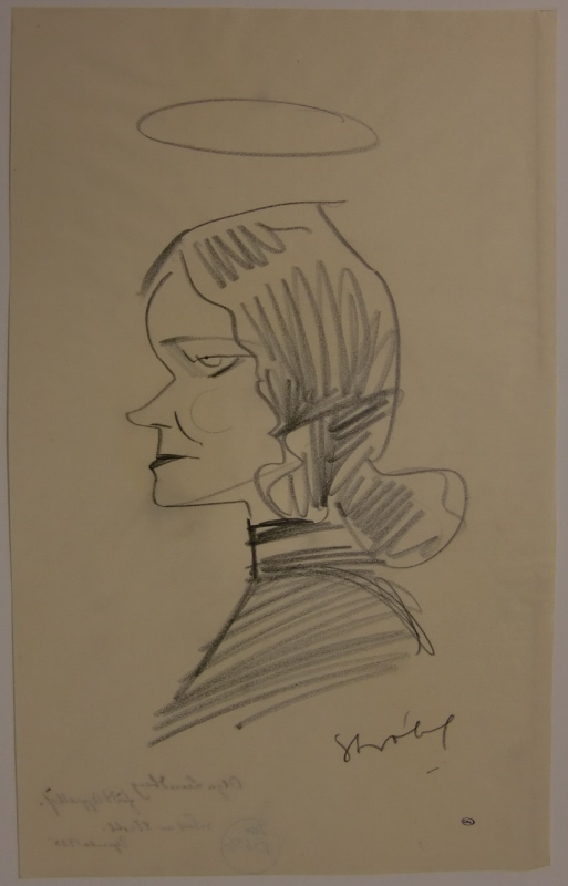 Olga Sofie-Louise Appellöf (1898-1989), skådespelerska, g.m. Gunnar W Lundberg, karikatyr