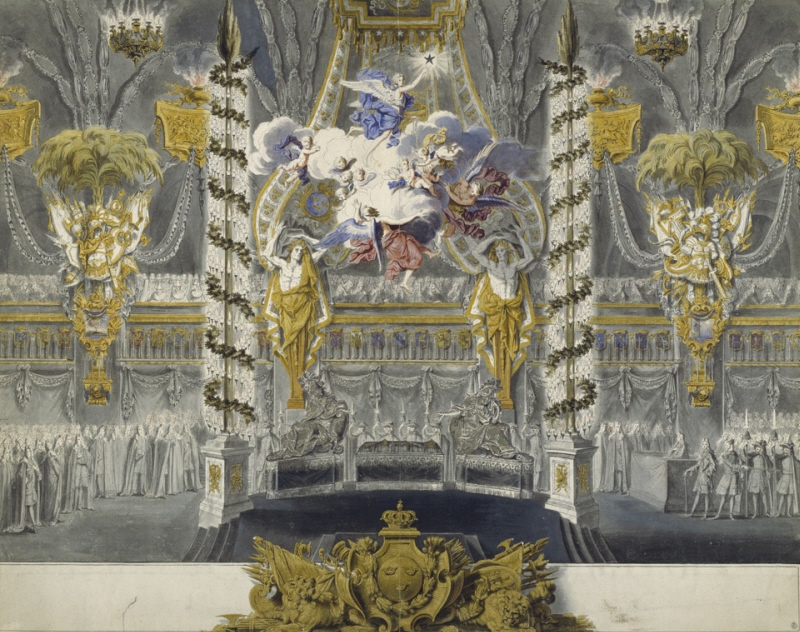 Utsmyckning av Riddarholmskyrkan vid Karl XI:s begravning 1697