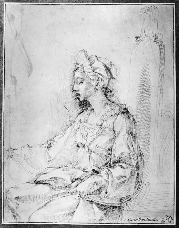 Study of a seated woman in profil