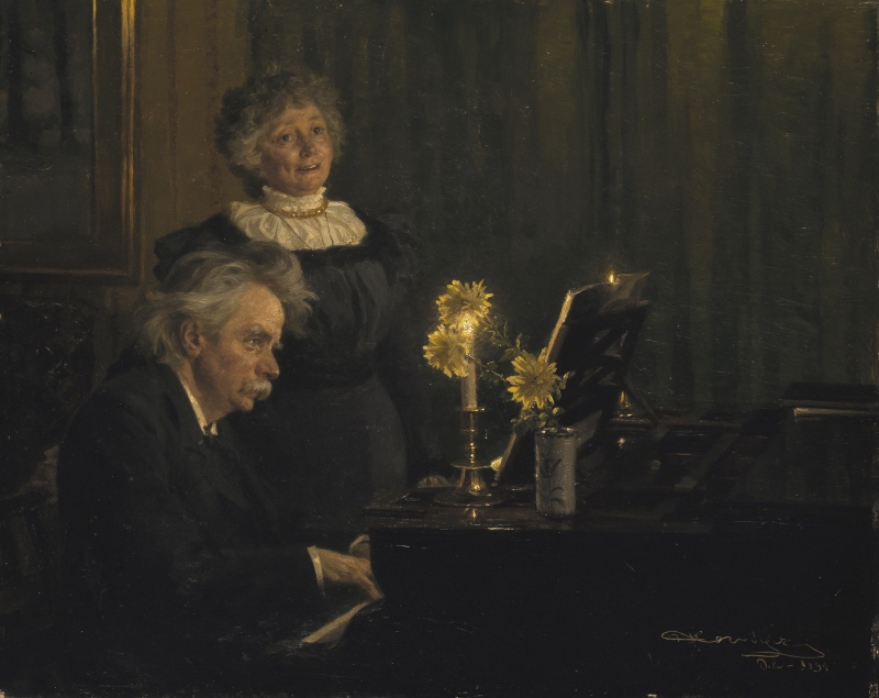 Edvard Grieg ackompanjerande sin hustru