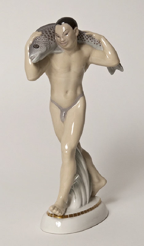 Figurin, japan med fisk, ur bordsuppsättning ”Hochzeitprocession"