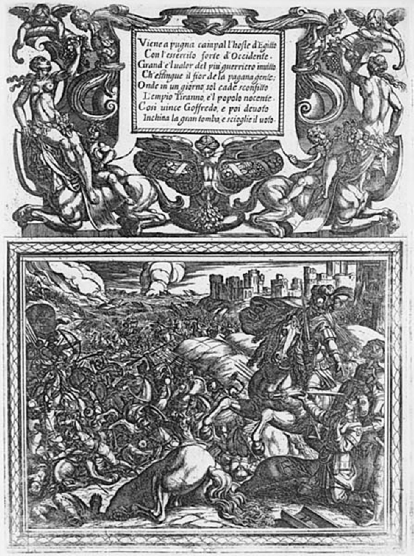Tassos "Gerusalemme liberata" (1562). Illustration till "Canto XX"