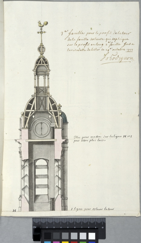 Tornbyggnad, enligt påskrift för citadellet i Lille. Sektion