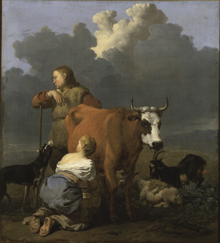 Peasant Girl Milking a Cow