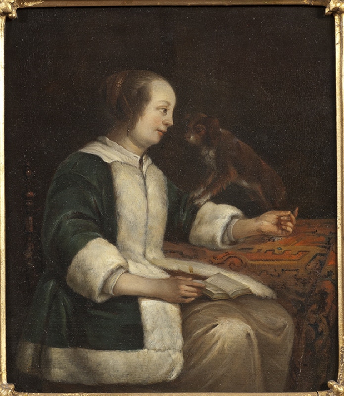 Porträtt av dam med hund