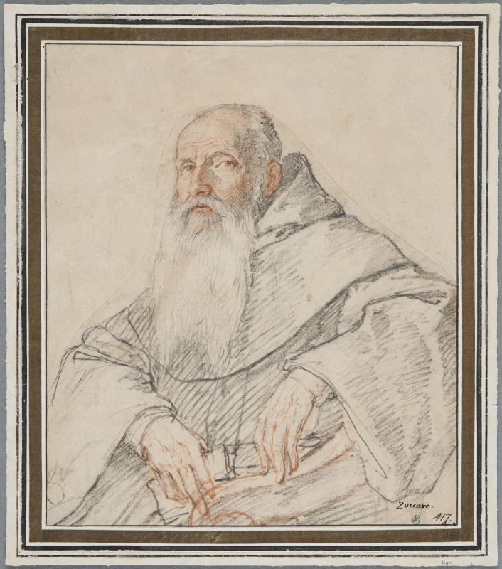 Porträtt av en munk med långt skägg
