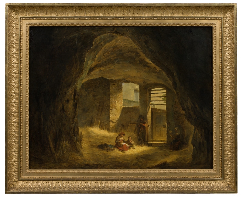 Italienskt bondfolk i valvbyggnad (Antik grotta i Tarpeijiska klippan)