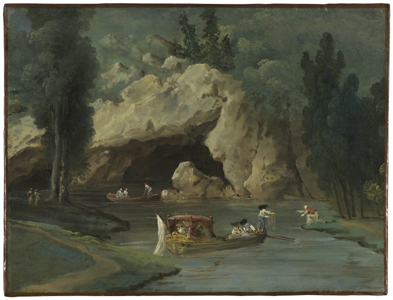 Båttur framför grottan i Méréville