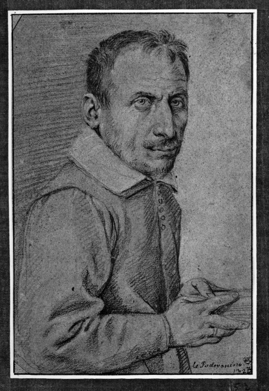 Portrait of a man turned to the right. Holding a book