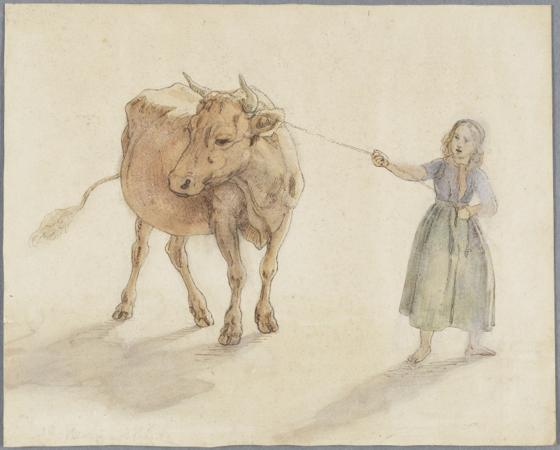 En kvinna med en ko