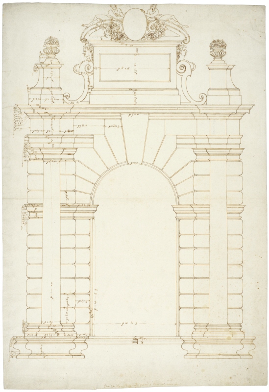 Rome: monumental gate to the Vigna (Horti) Grimani, elevation, 1560–61