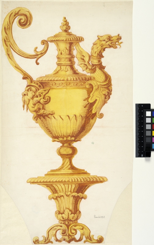Design for a Decorative Ewer with a Dragon as Spout, on a Console